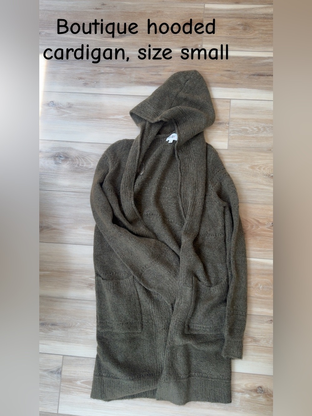 BiBi Olive Hooded Open-Front Cardigan